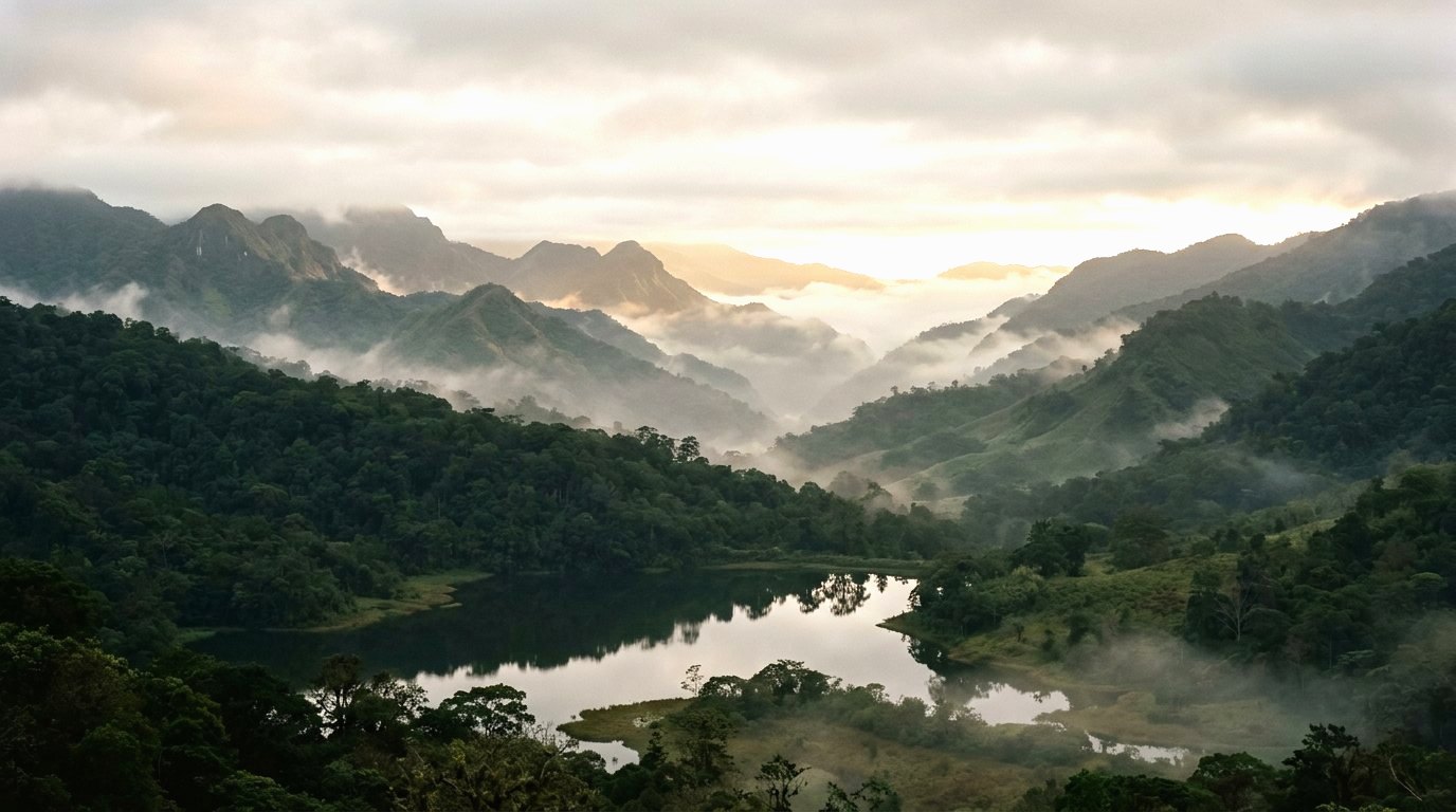 A green valley in the highlands of Panama under soft morning light.